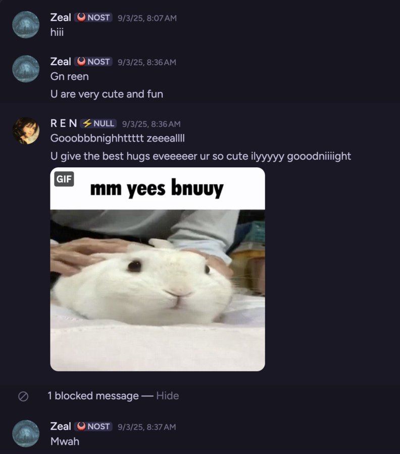 Сообщения после сьюта - гифка с кроликом и спокойной ночи